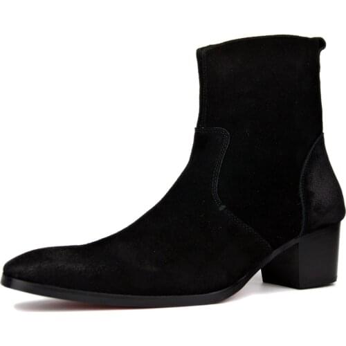 4 Color High Heel Boots For Men Handmade Genuine Suede Leather Brand Boot Classic Shoes Man Designer Wedding Shoes fast shipping