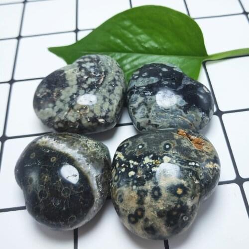 4pcs Natural Ocean Jasper crystal hearts small Ocean Jasper Onyx Quartz Heart Shape Crystals Healing Gift