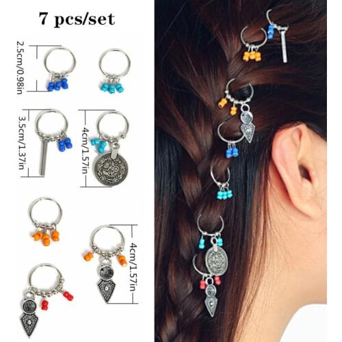 5-10 Pcs/set Silver Metal Hair Rings Braid Dreadlocks Bead Hair Cuffs Dread Tube Charm Dreadlock Hair Accessories Extension