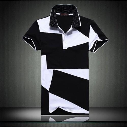 95% Cotton MenS Classic Patchwork Black White Polo Shirt Cotton Short Sleeve New Arrived 2021 Summer Plus OverSize 4XL 5XL