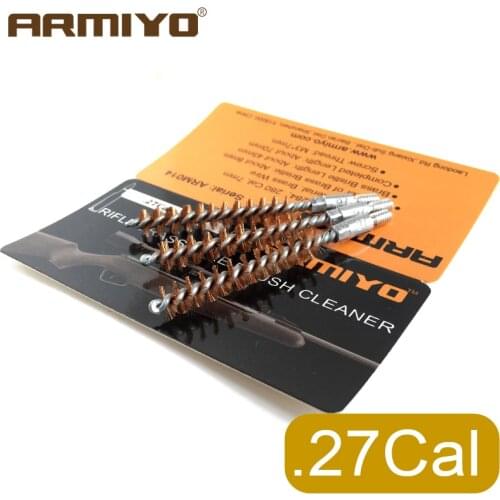 Armiyo .27Cal 7mm Gun Bore Cleaning Brush Rifle Barrel Carbon Deposits Cleaner Kit Tactical Hunting Accessories Thread Male 8-32