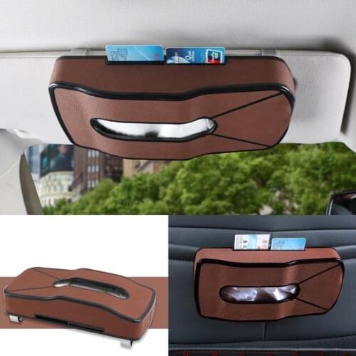 Car-mounted tissue box leather Tissue boxes car home dual-use creative multi-function card inserter