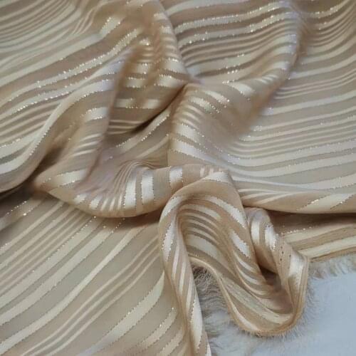 Shiny chiffon silky strips pearly metallic fabric dropping soft breathable DIY dress blouse fabric