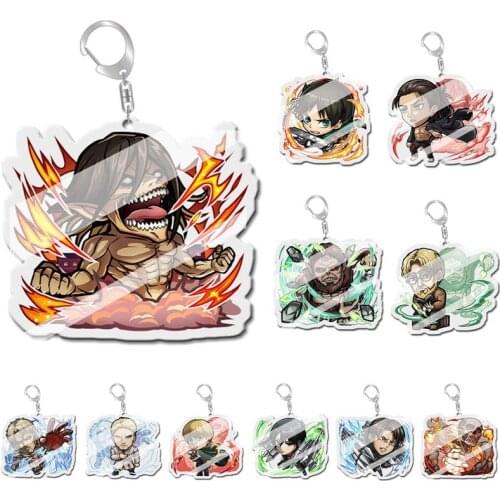 Attack on Titan Anime HD Printed Keychain Cosplay Acrylic Pendant Keyring Cute Funny Cartoon Toy Rare Gift