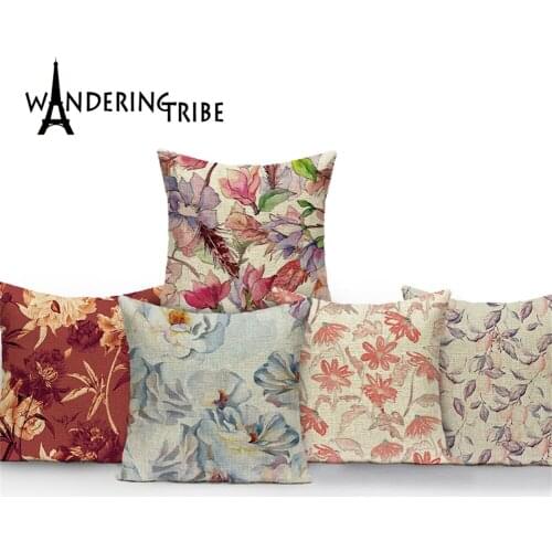 Plant Flowers Style Cover Pillow Decorative Cushion Sofa Pillowcovers Petal Pattern Living Room Pillows Home Kissenbezug 45 X 45