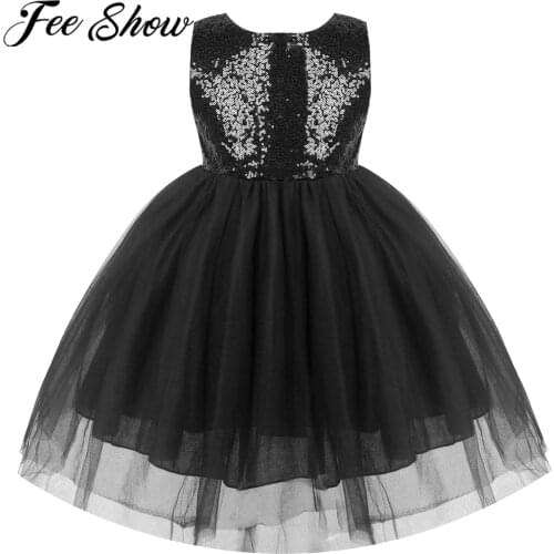 Childrens Shiny Sequined Mesh Tutu Dress Toddlers Birthday Dresses for Girls Stage Performance Dance Costume Kids Party Wear