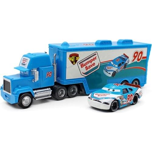 Disney Pixar Cars Lightning Mcqueen 2pcs No.90 Bumper Save Mack Truck & Racer Diecast Metal Alloy Model Toys Cars For Kids Gifts