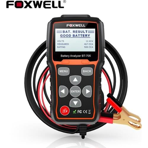 FOXWELL BT705 12V Car Battery Tester Automotive 100-2000 CCA 24V Battery Load Tester Auto Cranking Charging System Test Tool