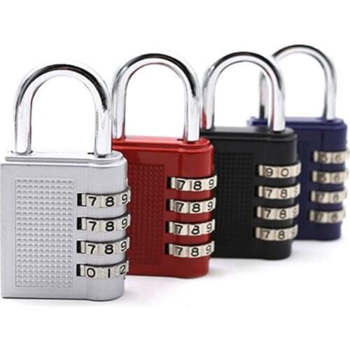 Hot sale 4 dials combination lock big size zinc alloy code padlock door locks for cabinet door Luggage gym swimming pool drawer
