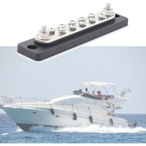 Wearproof 10 Way Bus Bar 150 Amp Power Distribution Box Boat 10 Studs Bus Bar Electric Terminal Junction Block Ground Circuit