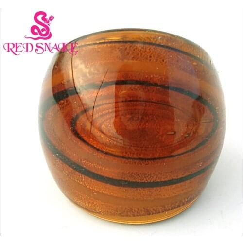 RED SNAKE Fashion Ring Handmade brown with Helical line drawing Murano Glass Rings