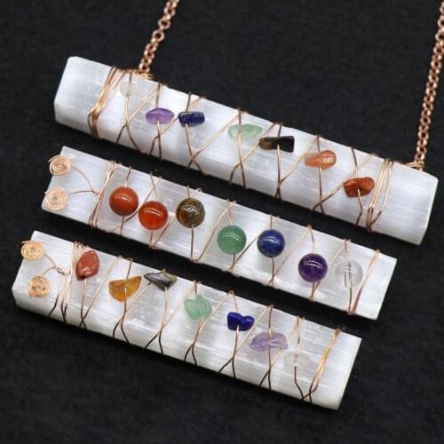 Hot - selling irregular square seven chakra gypsum necklace clothing accessories women handle pieces 1Pcs