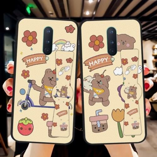 3D Matte Wristband Cases For Oneplus 3 One plus 3T 5 5T 6 6T Bear Cute Bracket Cover For Oneplus Nord 7 7T 8 Pro