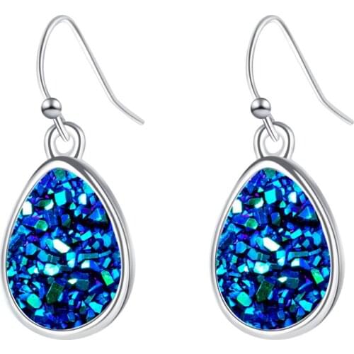 ZWPON Fashion Geometric Teardrop Druzy Drusy Earrings For Women Teardrop Resin Acrylic Drop Earrings for Woman Female Jewelry