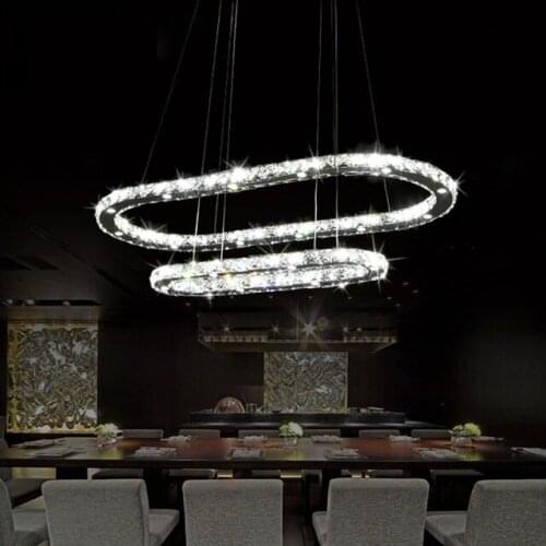 Fashion Modern Dining Room Pendant Light Ring Luxury Crystal Lamps For Restaurant Hotel Living Room Bedroom Led Chip