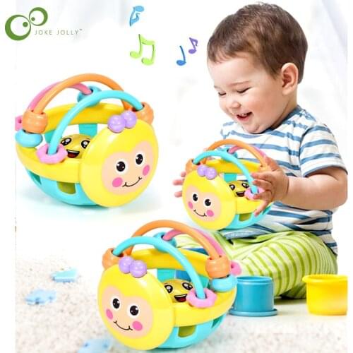 Puzzle Bee Soft Teether Rattle Baby Toy Hand Catching Ball Baby Molars Prevent Eating Hands Crisp Sound Soothing Rattles DDJ