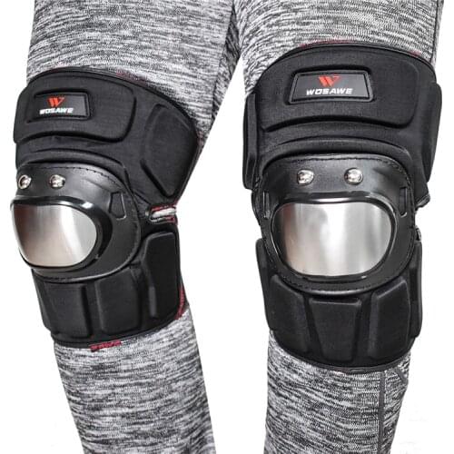 WOSAWE Stainless Steel Motocross Knee Protector MOTO Motorcycle Racing Safety Knee Guard MTB Ski skateboard Knee Pads