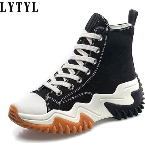 2021 New Womens High Platform Canvas Shoes Leisure Thick Bottom Sports Canvas Shoes Casual Sneakers Height Increase Shoes AA-69