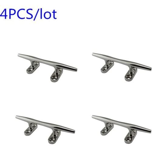 4PCS New AISI 316 Stainless Steel Boat Deck Hollow Open Base Cleat Flush Mooring Cleat 4 inch To 12 inch For Marine Yacht Ship