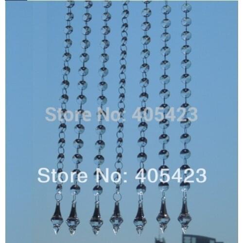 New style 40M/lots wedding road flower shelf lead frame clear acrylic crystal beaded chains garland with transparent pendant