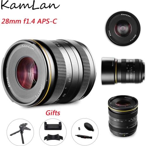 Kamlan 28mm f1.4 APS-C Camera Lens Wide Angle Large Aperture MF Lens For Sony E Canon EOS-M Fuji X M4/3 Mount Mirrorless Cameras