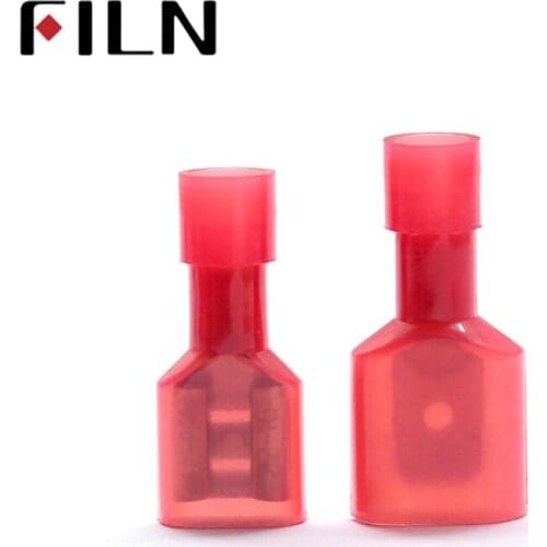 FDFN1.25-250 50pcs 6.3MM Male&Female Car Fully Insulated Spade Crimp connector Terminals Auto Wire Terminal