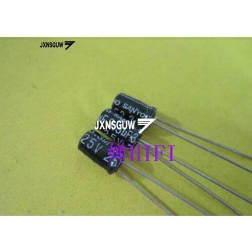 20PCS Original SANYO 25V3.3UF 4X7MM Black Aluminum electrolytic capacitors 3.3uF/25v 3.3UF 25V