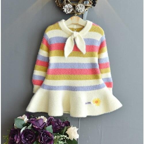 2020 Autumn Casual Solid Girls Dress Striped Kids Dresses For Girls High Quality Fashion Girl Clothes