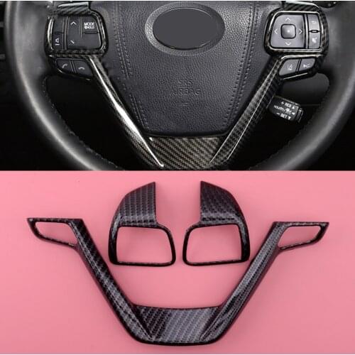CITALL 1Set Carbon Fiber Style Steering Wheel Frame Trim Fit For Toyota Highlander Kluger 2014 2015 2016 2017 2018 2019
