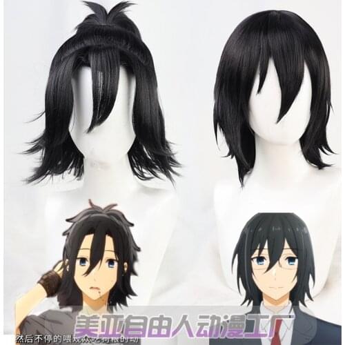 Miyamura Izumi Cosplay Wig Hori-san to Miyamura-kun Horimiya Short Black Synthetic Hair Heat Resistant Men Women