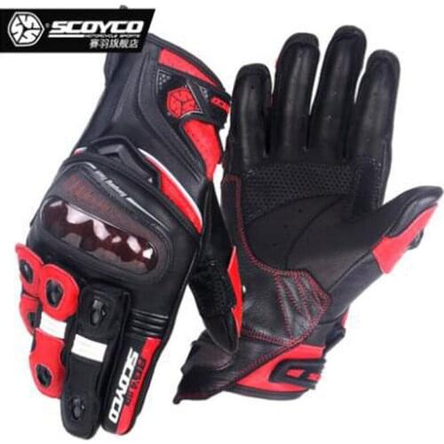 2018 New Leather SCOYCO Motorcycle Riding Glove Goatskin Cowhide Long GP Motocross Motorbike Racing Glove can Touch screen glove