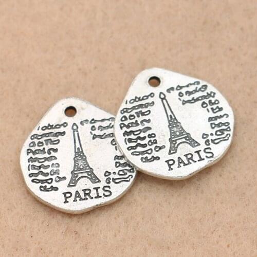 10pcs Antique Silver Plated Paris Eiffel Tower Charm Pendant Jewelry DIY Accessories Jewelry Findings Making 18mm