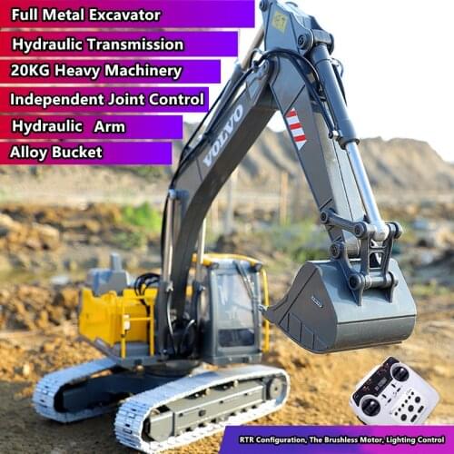Full Metal E111 1:14 RC Unlimited 360 ° Rotation Of The Hydraulic Excavator Arm Alloy Bucket Brushless Motor Toy Electric Trucks