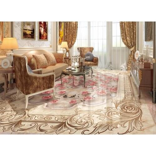 Custom 3D Floor Tiles Photo Flooring For Hotel Home improvement European rose pattern 3D Wall Murals Living Room