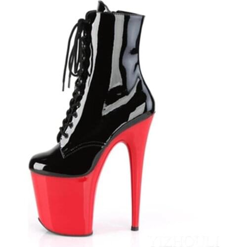 Sexy high heel for knight womens shoes, a pair of black and red spring and autumn 15-20 cm thick boots for womens short stage