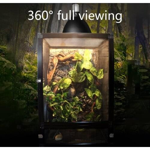 Transparent Insect Habitat Cage Reptile Breeding Box Aluminium Alloy Reptile Feeding Container for Spider Frog Cricket Turtle