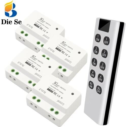 Diese Wireless Lighting Remote Control AC 90~250V 10A 1CH interruptor and Transmitter 433Mhz rf Controller For LED/Heater/Lamp