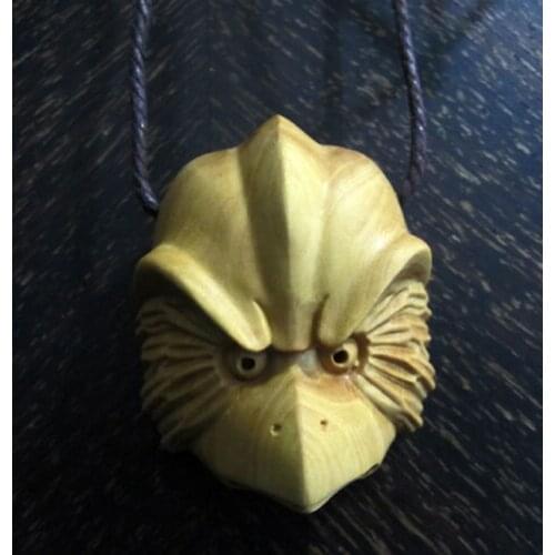 QH004 - 6*4.8*3CM Hand Carved Boxwood carving Netsuke : Karasu Tengu Mask