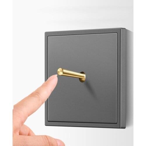 Gray Wall Vintage Brass Lever Toggle Switch 1-4 Gang 2 Way Flame Retardant PC Panel Wall Light Switch