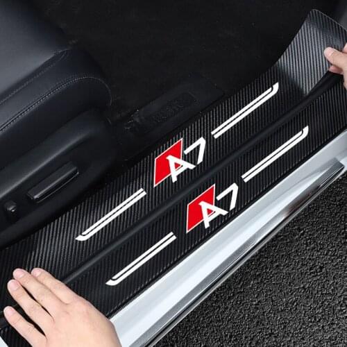 Styling car interiors For Audi A7 A7L TT 4PCS Protection Door sill protection stickers car door carbon fiber vinyl decals