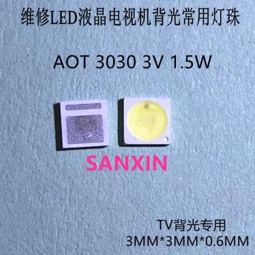 FOR 20000PCS AOT Backlight High Power LED 1.5W 3V 3030 95LM Cool white LCD Backlight for TV Application EMC 3030C-W3C3 aot