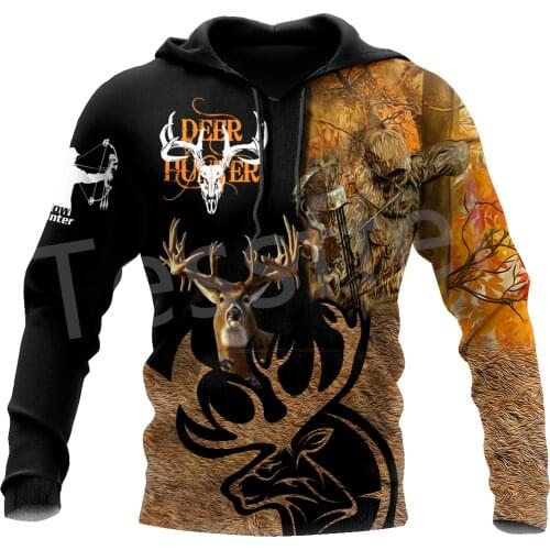 Tessffel 3DPrint Camo Deer Hunting Tattoo Animal Hunter Men/Women NewFashion Jacket Zip Funny Hoodies Long Sleeve Streetwear S13