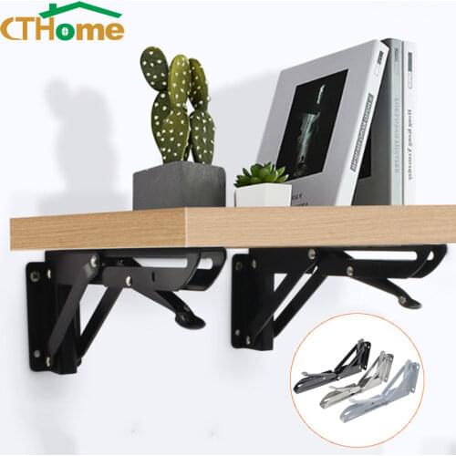 2pcs Stainless Steel Folding Bracket Heavy Support Shelf Wall Mounted Bench Table Furniture Hardware 8-20inch Triangle Bracket