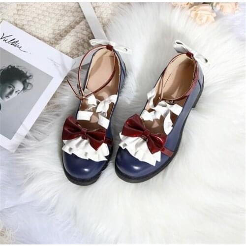 Princess sweet lolita shoes student daily bowknot leather shoes round head women shoes B1102