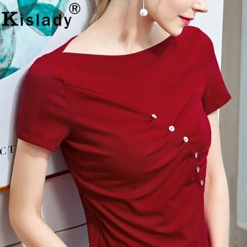 2020 New Spring Summer Fall Womens Slash Neck Button Patchwork Gothic Shirt Sexy OL Tops Harajuku Shirt Korean Fashion Clothes