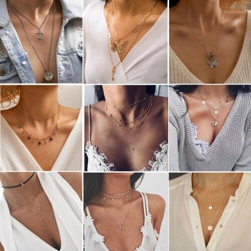 Bohemian Butterfly Choker Necklace For Women Gold Silver Color Clavicle Chain Necklaces 2021 Fashion Female Jewelry