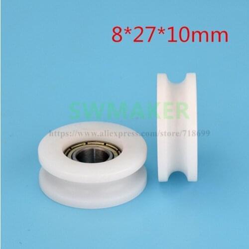 10pcs 8*27*10mm 688zz bearing 5 mm cross-wire wheel wrapped POM nylon U groove wheel groove wheel