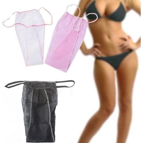 100pcs Women Spa Hygienic T Thong Underwear With Elastic Waistband Individually Wrapped Disposable Panties Non Woven Fabrics