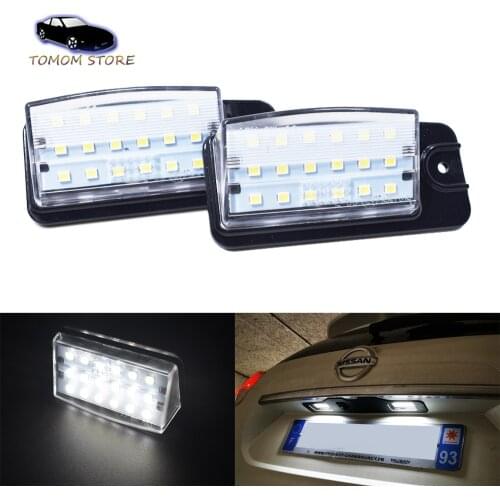 2Pcs LED White License Plate Light No Error for Nissan Murano Altima Maxima Pathfinder Rogue X-Trail T32 NV1500 Infiniti QX70