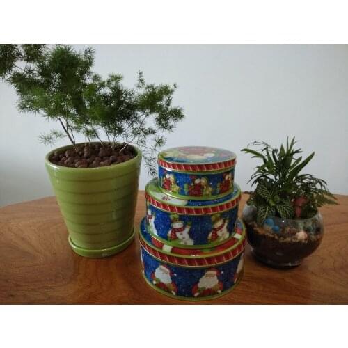 3PCS/set full color top grade Metal Santa Claus storage box ,Christma tree present box ,christmas eve gifts packing iron case